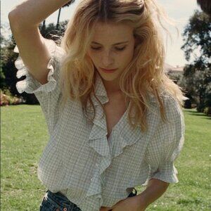 Doen Henri top in Blue Picnic Plaid